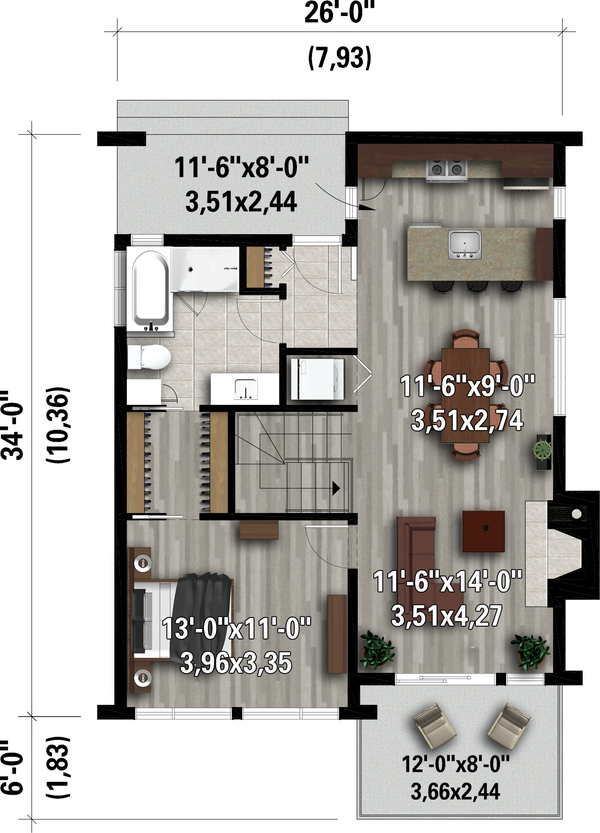 Architectural House Design - Contemporary Floor Plan - Main Floor Plan #25-4932