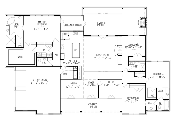 Dream House Plan - Farmhouse Floor Plan - Main Floor Plan #54-581