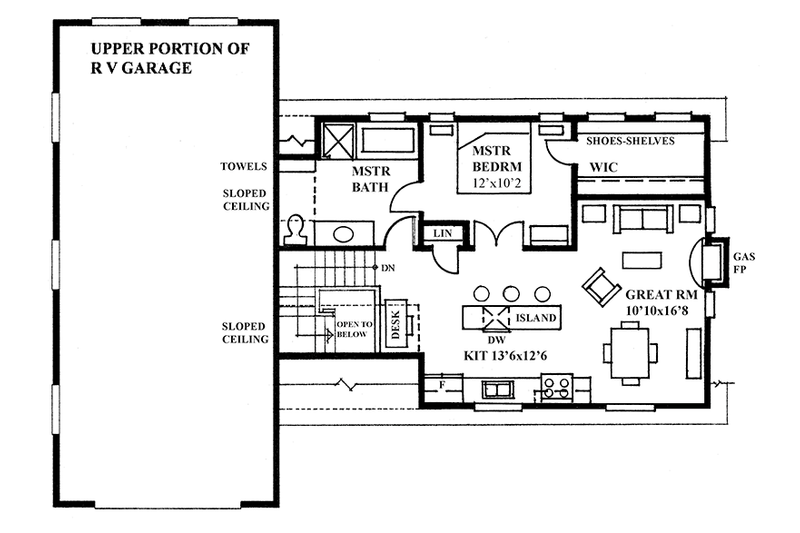 Dream House Plan - Floor Plan - Upper Floor for Traditional House Plan #118-168 - 2 bed, 1.5 bath