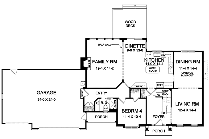 Home Plan - Floor Plan - Main Floor for Traditional House Plan #328-364 - 4 bed, 3 bath