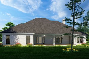 Exterior - Rear Elevation for European House Plan #17-1038 - 3 bed, 2 bath
