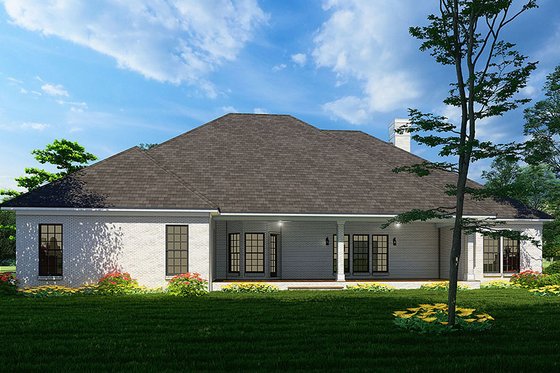 Exterior - Rear Elevation for European House Plan #17-1038 - 3 bed, 2 bath