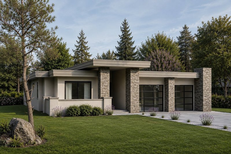 Dream House Plan - Exterior - Front Elevation 2 for Modern House Plan #1100-152 - 3 bed, 2.5 bath