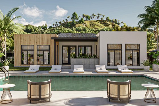 Exterior - Rear Elevation for Modern House Plan #455-570 - 2 bed, 2 bath