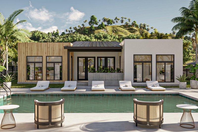 Architectural House Design - Exterior - Rear Elevation for Modern House Plan #455-570 - 2 bed, 2 bath