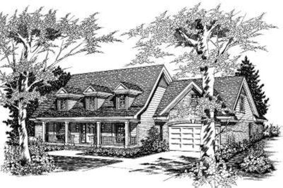 Exterior - Front Elevation for Country House Plan #329-118 - 5 bed, 3 bath
