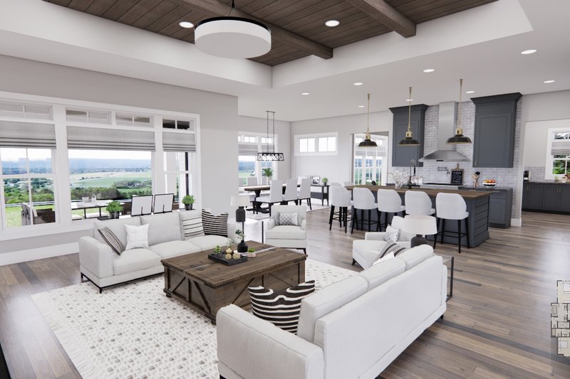 Architectural House Design - Interior - Family Room 1 for Farmhouse House Plan #51-1232 - 3 bed, 2.5 bath