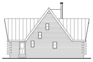 Exterior - Rear Elevation for Log House Plan #124-259 - 2 bed, 2 bath