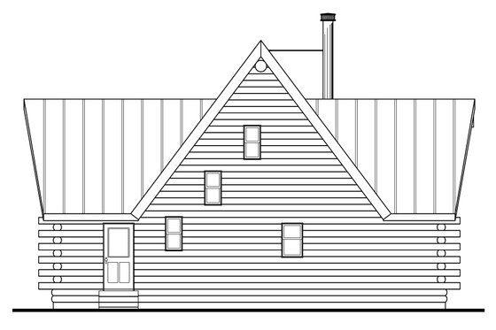 Exterior - Rear Elevation for Log House Plan #124-259 - 2 bed, 2 bath