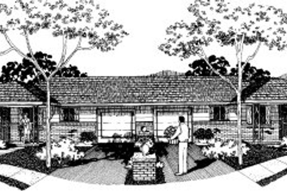 Exterior - Front Elevation for Ranch House Plan #303-163 - 2 bed, 1 bath
