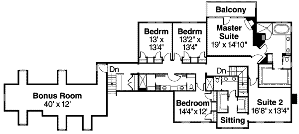 Home Plan - Colonial Floor Plan - Upper Floor Plan #124-550