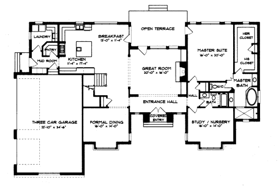 Floor Plan - Main Floor for European House Plan #413-834 - 5 bed, 4 bath
