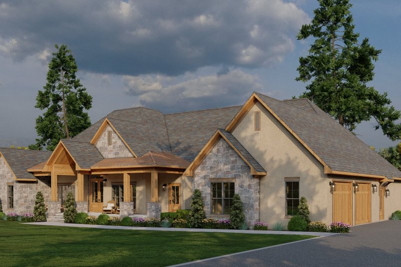 House Blueprint - Exterior - Front Elevation 3 for Craftsman House Plan #17-3451 - 3 bed, 3.5 bath