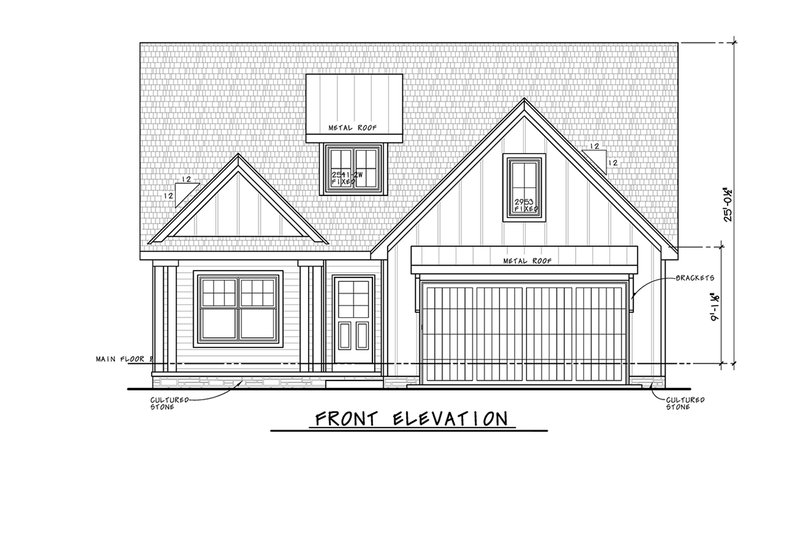House Blueprint - Exterior - Front Elevation 4 for Farmhouse House Plan #20-2617 - 2 bed, 2.5 bath