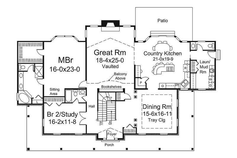 Architectural House Design - Floor Plan - Main Floor for Country House Plan #57-644 - 4 bed, 3.5 bath