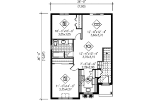 Floor Plan - Main Floor for Cottage House Plan #25-127 - 2 bed, 1 bath