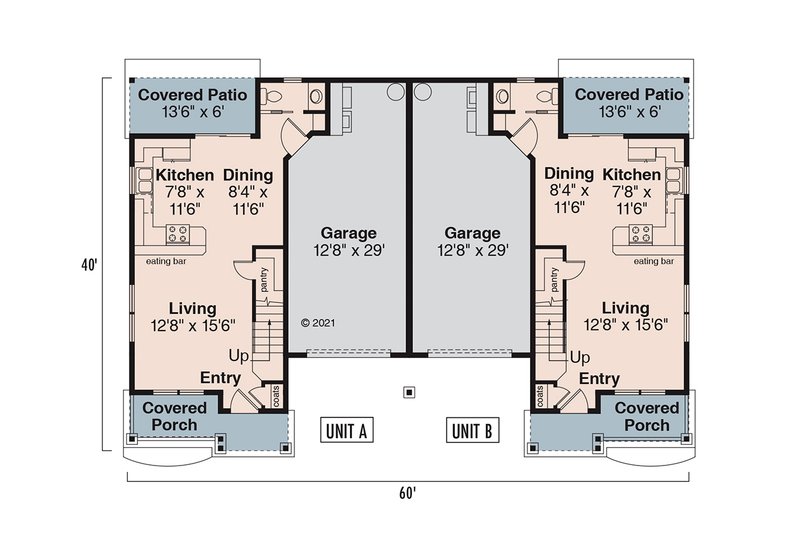 House Blueprint - Floor Plan - Main Floor for Cottage House Plan #124-1294 - 4 bed, 2.5 bath