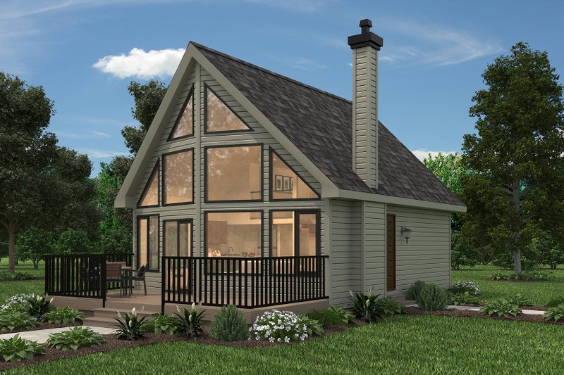 Dream House Plan - Exterior - Front Elevation 5 for Cabin House Plan #18-4501 - 2 bed, 1 bath
