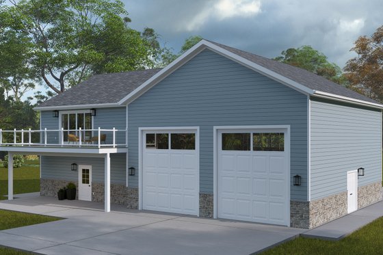 Exterior - Rear Elevation 1 for Barndominium House Plan #1060-379 - 1 bed, 1.5 bath