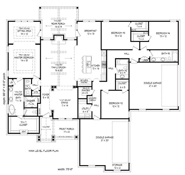 Craftsman Floor Plan - Main Floor Plan #932-282