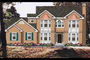Exterior - Front Elevation 4 for Colonial House Plan #3-230 - 4 bed, 3.5 bath