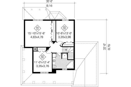 Floor Plan - Upper Floor for Country House Plan #25-4779 - 3 bed, 1 bath