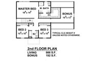 Colonial Style House Plan - 3 Beds 3 Baths 2050 Sq/Ft Plan #20-2204 