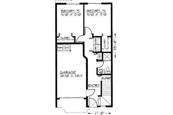 Floor Plan - Main Floor for Traditional House Plan #303-363 - 3 bed, 2.5 bath