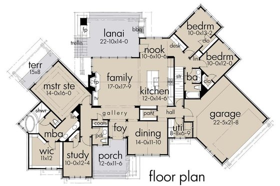 Floor Plan - Main Floor for Ranch House Plan #120-194 - 3 bed, 3 bath