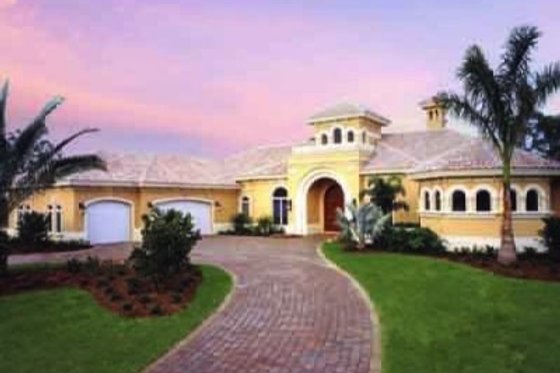 Exterior - Front Elevation for Mediterranean House Plan #115-109 - 3 bed, 3.5 bath