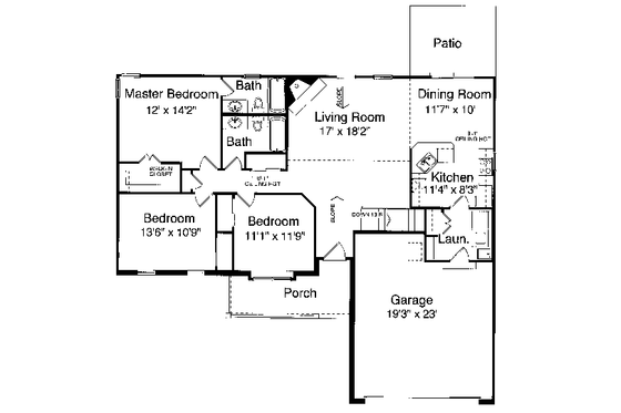 Floor Plan - Main Floor for Cottage House Plan #46-116 - 3 bed, 2 bath