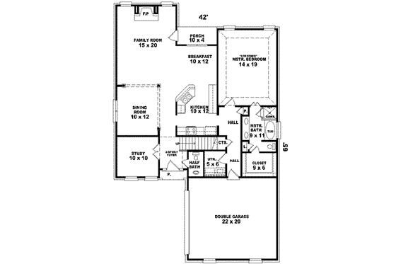Floor Plan - Main Floor for European House Plan #81-824 - 3 bed, 2.5 bath