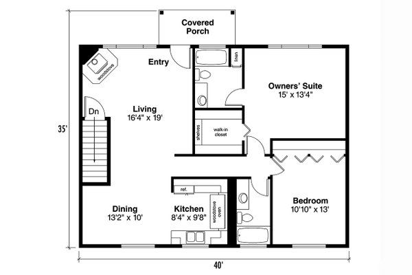 Architectural House Design - Traditional Floor Plan - Main Floor Plan #124-1304