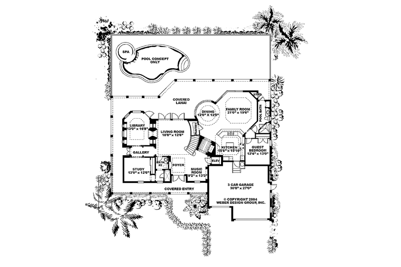Home Plan - Floor Plan - Main Floor for Mediterranean House Plan #1017-66 - 4 bed, 5 bath