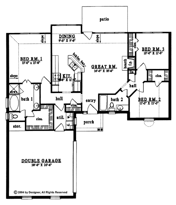 Architectural House Design - Ranch Floor Plan - Main Floor Plan #42-440