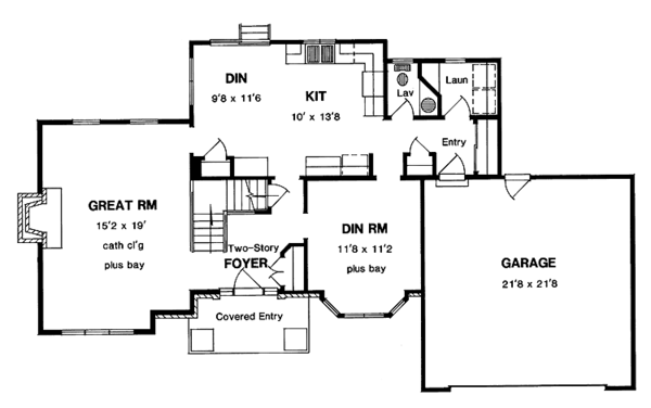 House Design - Traditional Floor Plan - Main Floor Plan #316-145
