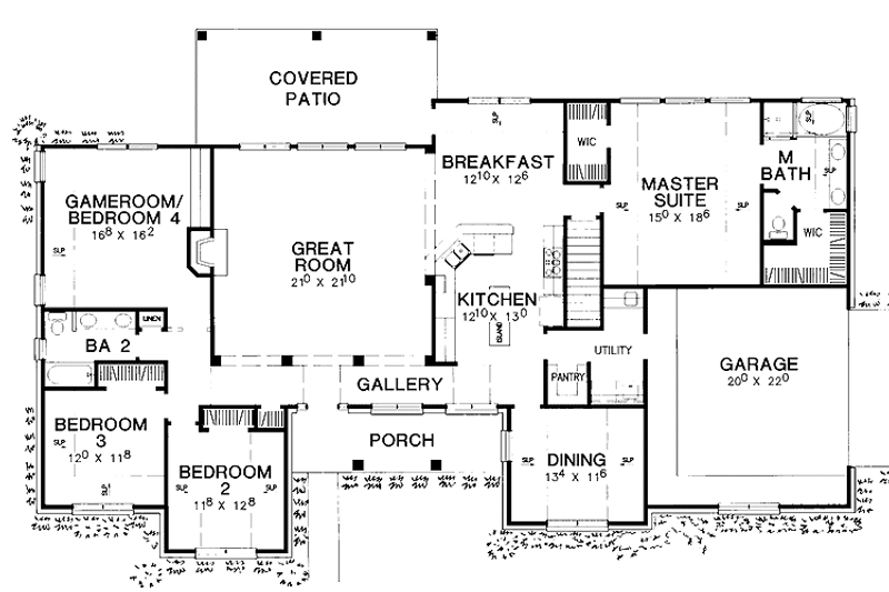 Home Plan - Floor Plan - Main Floor for Country House Plan #472-250 - 3 bed, 2 bath