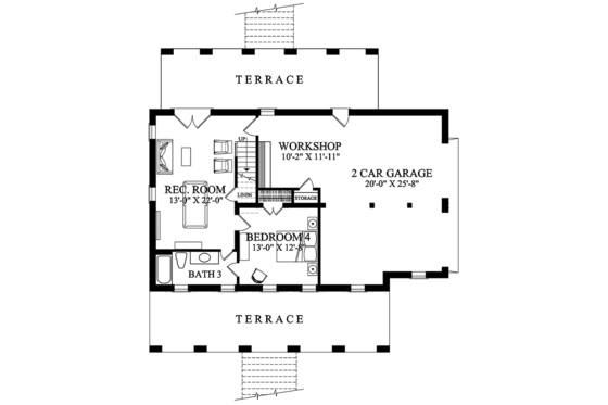 Floor Plan - Lower Floor for Colonial House Plan #137-373 - 3 bed, 2.5 bath