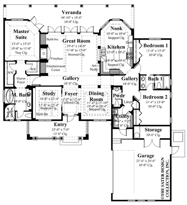 Architectural House Design - Mediterranean Floor Plan - Main Floor Plan #930-12