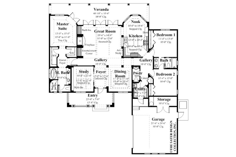 Home Plan - Floor Plan - Main Floor for Mediterranean House Plan #930-12 - 3 bed, 2.5 bath