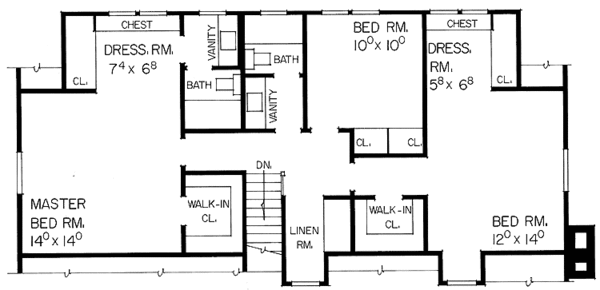 Dream House Plan - Colonial Floor Plan - Upper Floor Plan #72-496