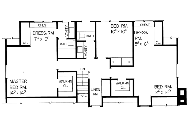 Dream House Plan - Floor Plan - Upper Floor for Colonial House Plan #72-496 - 3 bed, 2.5 bath