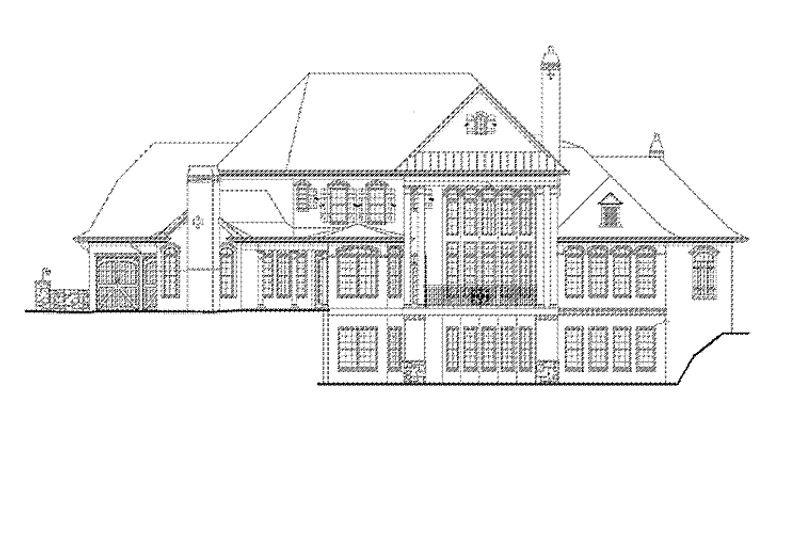 House Blueprint - Exterior - Rear Elevation for European House Plan #54-281 - 4 bed, 3.5 bath