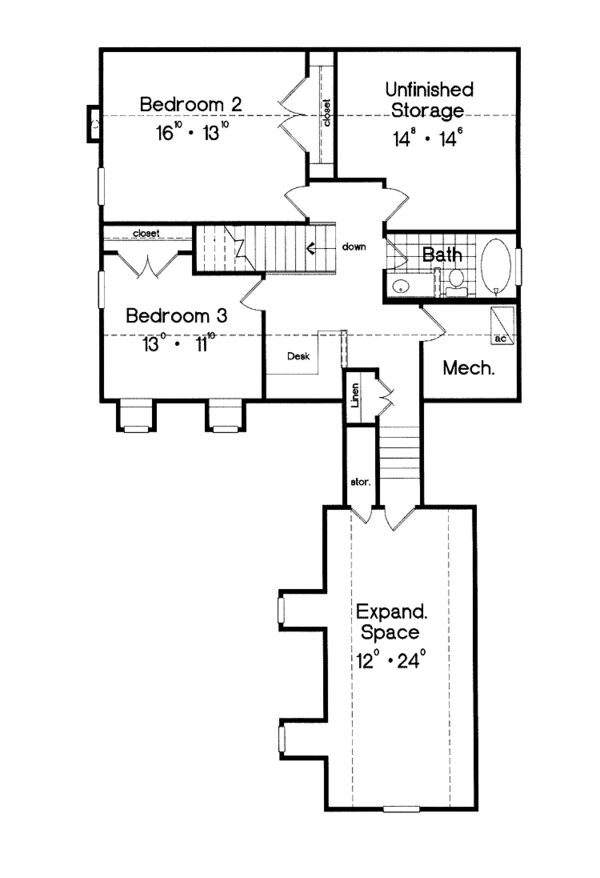 Architectural House Design - Mediterranean Floor Plan - Upper Floor Plan #417-738
