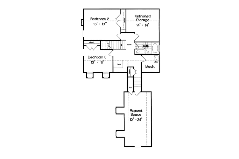 House Blueprint - Floor Plan - Upper Floor for Mediterranean House Plan #417-738 - 3 bed, 2.5 bath