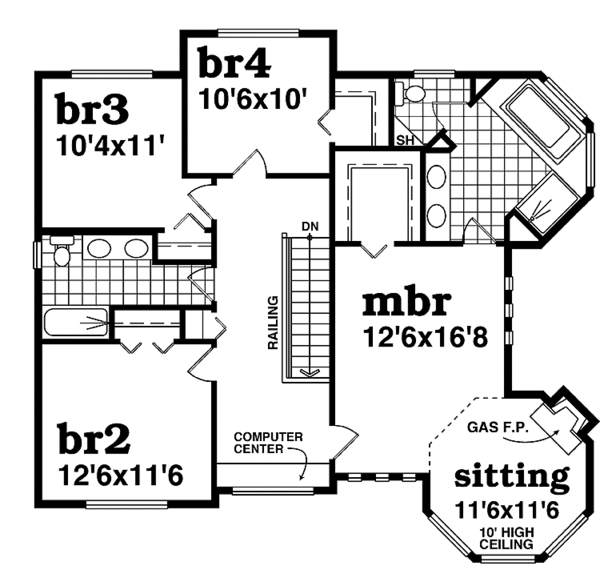House Blueprint - Victorian Floor Plan - Upper Floor Plan #47-1027