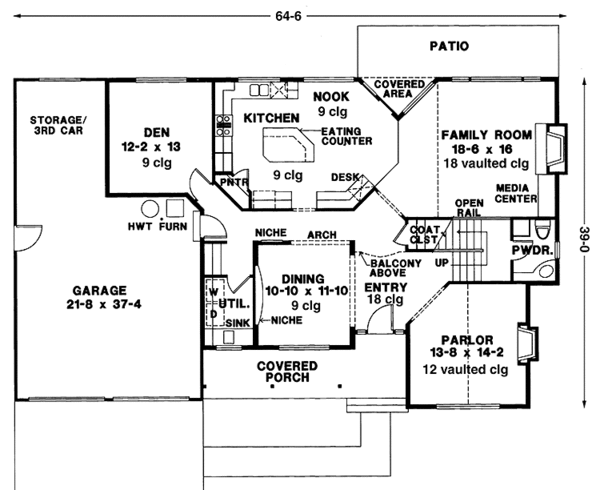 Dream House Plan - Country Floor Plan - Main Floor Plan #966-64