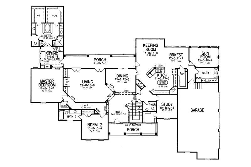 Dream House Plan - Floor Plan - Main Floor for Country House Plan #952-240 - 4 bed, 4 bath