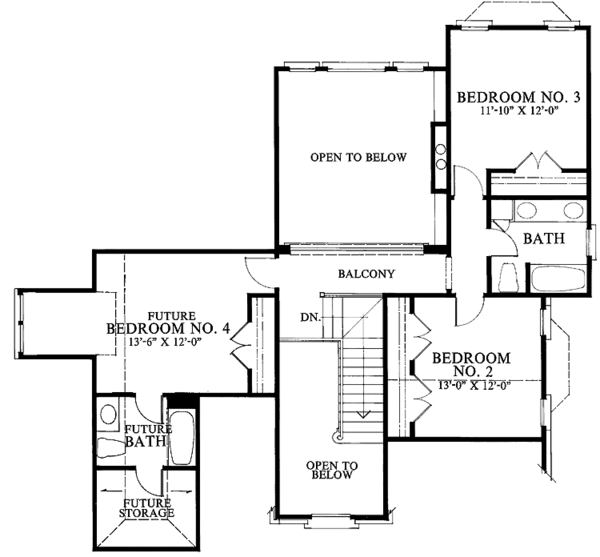 House Design - Colonial Floor Plan - Upper Floor Plan #429-106