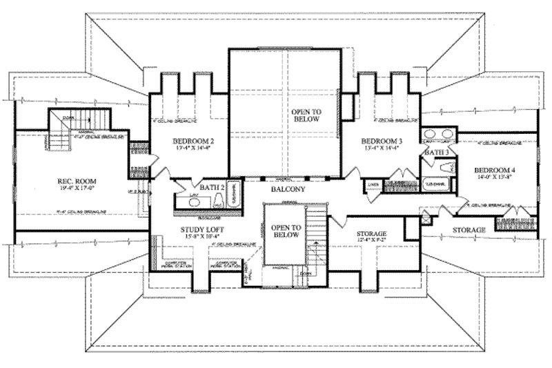 Home Plan - Floor Plan - Upper Floor for Farmhouse House Plan #137-190 - 4 bed, 3.5 bath